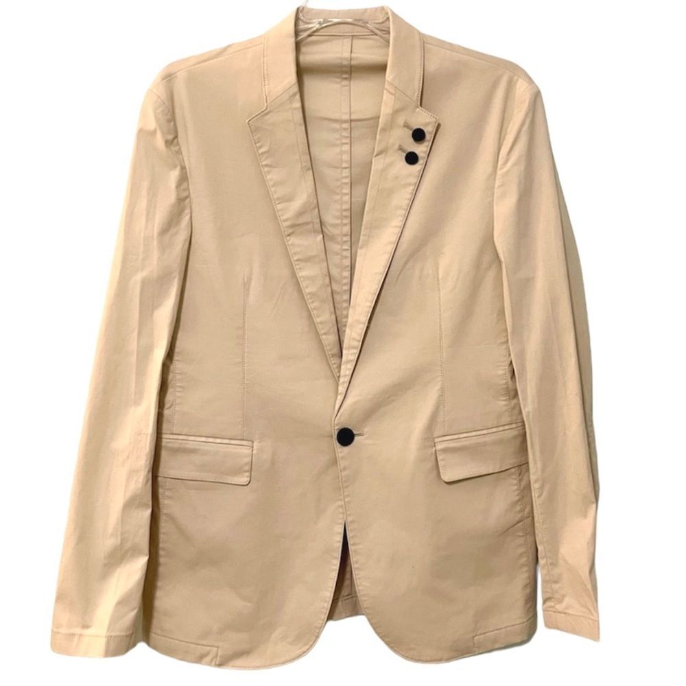 Mind Bridge Men's Korean Classy Compact Yarn Preppy Blazer Jacket Cream 36R